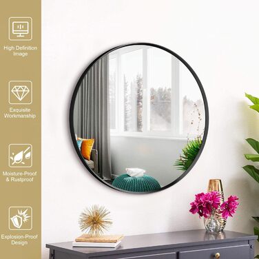 Дзеркало для ванної кімнати на стіну, титан, металевий каркас, з заокругленими кутами, прямокутне, 40,6 x 50,8 см