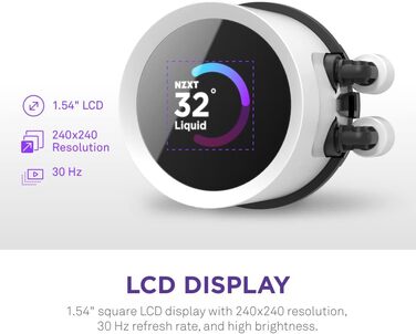 NZXT Kraken: Система водяного охолодження CPU з LCD-дисплеєм – 240 RGB (білий)