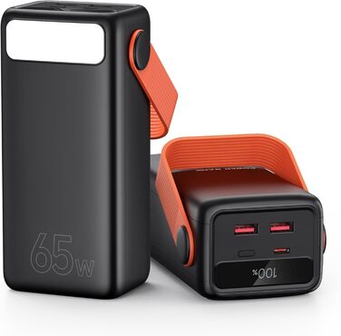 Power Bank 60000mAh 65W з USB-C: Зовнішній акумулятор для ноутбука, смартфона, планшета (Помаранчевий)