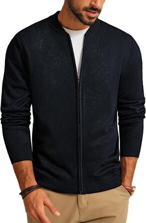 Кардиган чоловічий PJ PAUL JONES з коміром-стійкою та блискавкою, темно-синій (M)