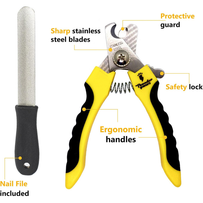 Професійна кусачка для собак з захистом, замком безпеки та пилочкою для нігтів (середній-великий, зелений). Кусачка для собак (малий-середній, жовтий)