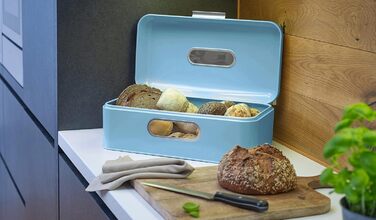 Echtwerk Brotkaten: Металева брудна коробка для хліба, ретро-дизайн, 30x20x16.5 см, 1 шт. (Світло-блакитний, Big, Single)