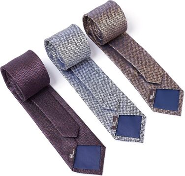 Набір краваток для чоловіків 3 шт. + 3 кишенькові хустинки | Подарунковий бокс для чоловіків | Класичний тауновий колір