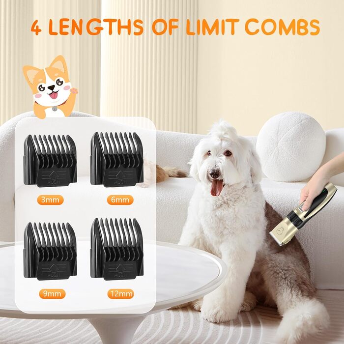 Професійна машинка для стрижки собак та котів Nextronix - набір з 4 насадками, 6500 обертів