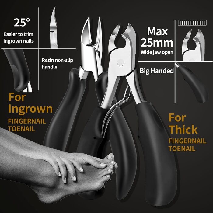 Ножиці для обрізання нігтів для літніх людей Zehennagelknipser: для товстих нігтів, вигнуте та пряме лезо, кутові та прямі ножиці, міцні для врослих нігтів