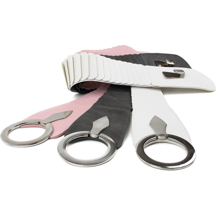 Жіночий еластичний пояс-гумка Vanessa & Melissa, ширина 6 см, срібна пряжка, чорний, 75 см (75-90 см талія)