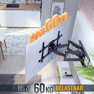 Кріплення для телевізора RICOO на стіну, поворотне, для телевізорів 40-75 дюймів, до 60 кг, VESA 600x400