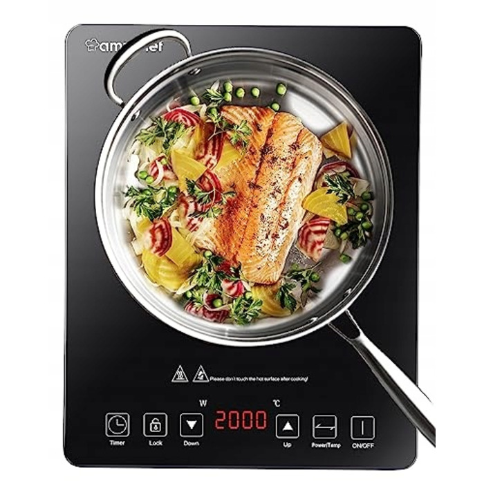Портативна індукційна плита Amzchef SK-20CB16T 2000Вт, чорна