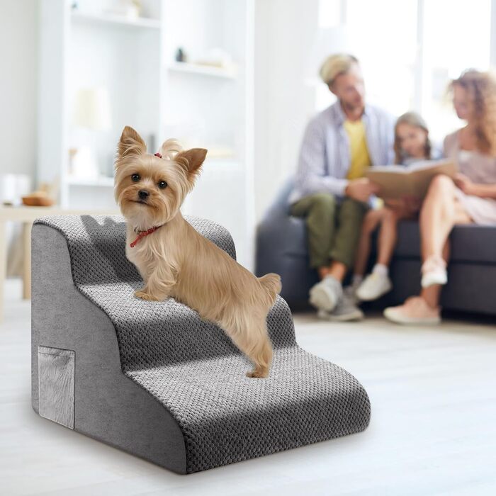 Сходинка для собак та котів 3 ступені, 40 см, протиковзка, для літніх тварин, з щільного піноматеріалу, знімна та миється, портативна рамка для собак, котів, софи, ліжка, авто