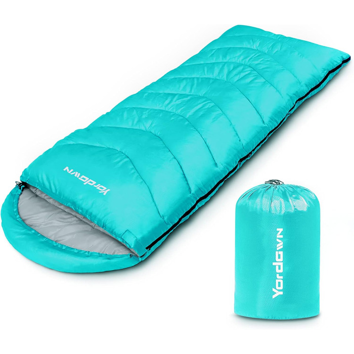 Yordawn Sleeping Bag - Ultralight 3-4 Season Camping Sleeping Bag for Adults & Kids - Waterproof Travel Sleeping Bag (Lake Blue)