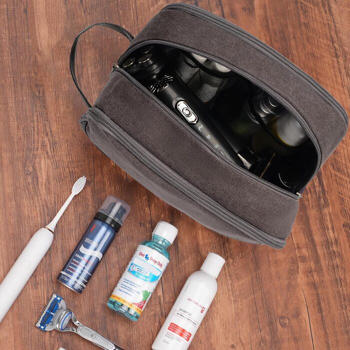 Чоловіча дорожня косметичка WANDF з канвасу, водонепроникна, зелена/темно-сіра