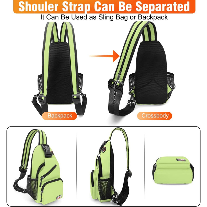Сумка-слінг через плече, рюкзак для жінок та чоловіків, зелена, з оксфордської тканини. Ідеально для спорту, подорожей та повсякденного використання