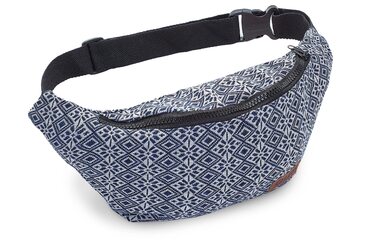 Чоловіча поясна сумка Leon з бавовни, Boho стиль, племінний дизайн (GT dklBlauRauteStrahlWeiß)