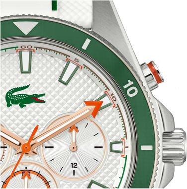 Годинник чоловічий Lacoste Mainsail Chronograph Quartz з білим силіконовим браслетом