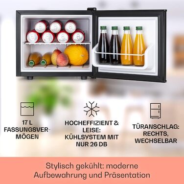 Klarstein Mini-холодильник для напоїв та догляду за шкірою, 17 л, сріблястий | 3 режими, тихий, для дому, офісу, кемпінгу