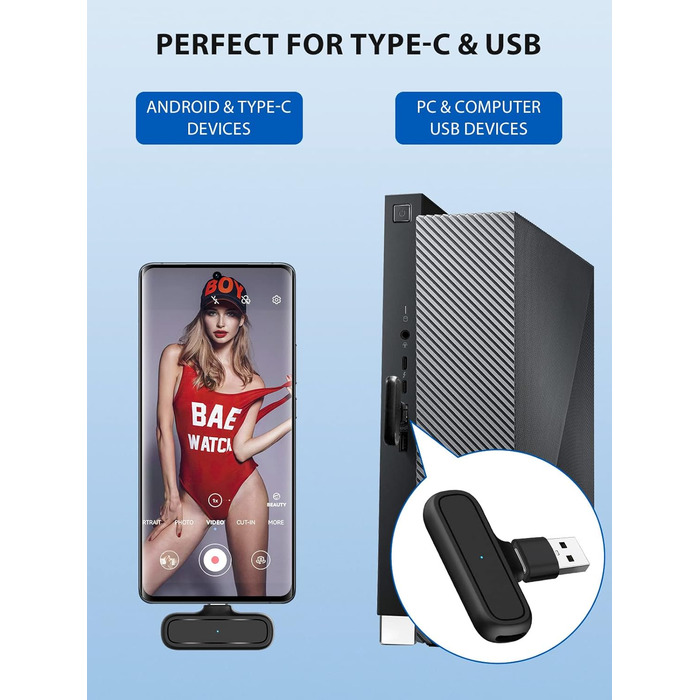 Мікрофон Lavalier Moman Handy Mini: бездротовий мікрофон для iPhone, YouTube, TikTok, Live-Streaming (чорний)