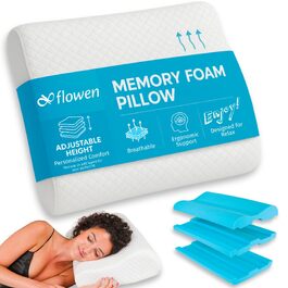 Ортопедична подушка під шию з ефектом пам'яті (Memory Foam), ергономічна підтримка для сну, регульована висота, протихребтова та антихрапічна, зі знімним чохлом, 55x35x13/11 см