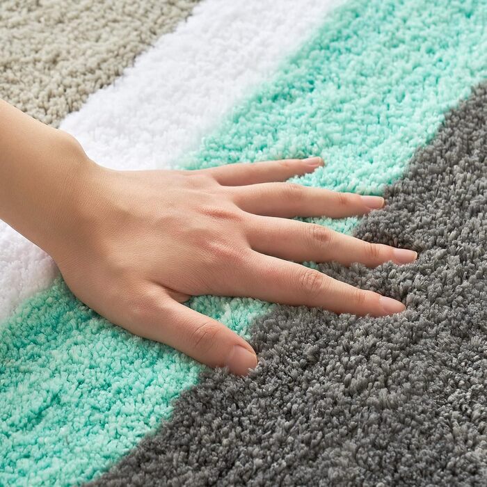 MIULEE Килимок для ванної кімнати смугастий, антиковзний, 40x60 см (60x90 см), зелено-сірий