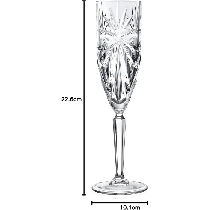 Набір келихів для шампанського та просекко Oasis (6 шт.), 160 мл, кришталеві, стійкі до миття в посудомийній машині, для весілля та свят
