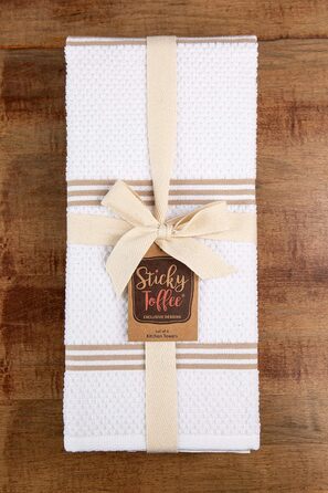 Sticky Toffee Dishcloths made of 100% cotton, terry cloth, 4 pieces, kitchen towels, 40.6 x 71 cm, light brown, soft, absorbent, for restaurant, bar, glass, kitchen towels