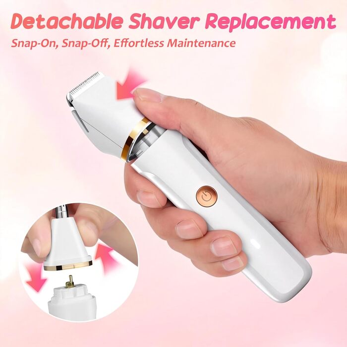 Електрична бритва для жінок 5 в 1 Lady Shaver: набір з 5 змінними насадками для ніг, бікіні та носа, водонепроникна IPX7, для вологого та сухого гоління, біла