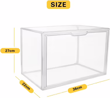 GUDEMAY Transparent Stackable Plastic Boxes with Magnetic Closure - Dustproof Storage Display Case Showcase Ideal for Figurines, Books, Cosmetics, Shoes, and Handbags (3-Piece Set) Transparent - 3-Piece Set