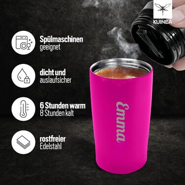 Термокружка KUINEA для кави та чаю, 350 мл, нержавіюча сталь, зелена, BPA-free