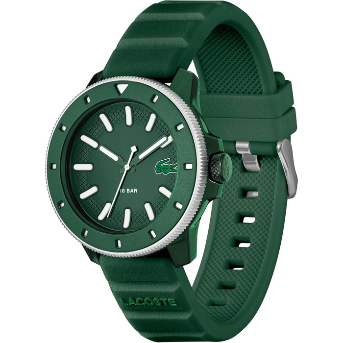 Годинник Lacoste 12.12 Scuba чоловічий, кварцовий, силіконовий ремінець (зелений)