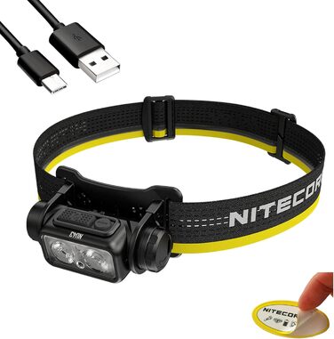 Ліхтарик-налобний Nitecore NU43 1400 Люмен USB-C, з білим і червоним світлом, легкий, акумуляторний, для кемпінгу, бігу, роботи, з органайзером Lumentac
