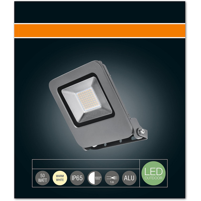 Світлодіодний прожектор Osram Endura Flood для вулиці, тепле біле світло, 226×201×37 мм