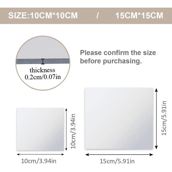 Акрилові дзеркальні наклейки на стіну, 10/20 шт., товщина 2 мм, безпечні, для макіяжу та дому, самоклеючі (15 x 20, 15 x 15 см)