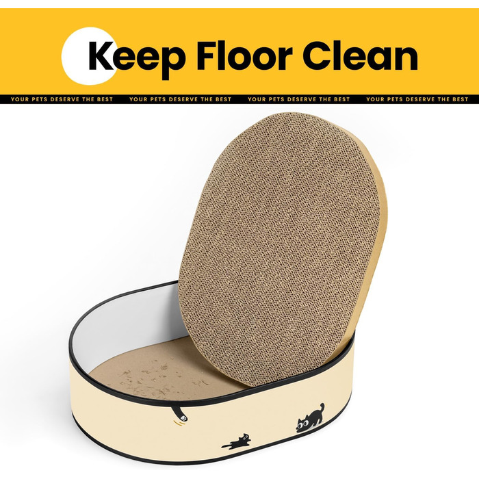 Котячий когтетоп з коробкою та 4 змінними когтеточками - великий комплекс з міцного гофрокартону, двосторонні когтеточки з наклейками DIY - лежанка для котів у квартирі, захист меблів. Великий котячий бокс + 4 когтедрови + наклейки