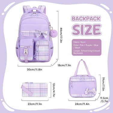 Шкільний набір для дівчаток: рюкзак, ланч-бокс, пенал. 3-ий клас, 4-5 клас, фіолетовий колір