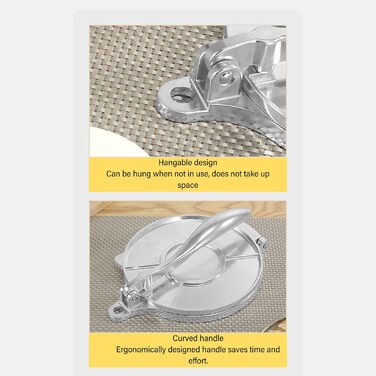 Пресс для тортилій, роті, кесадільї, 16 см, сріблястий