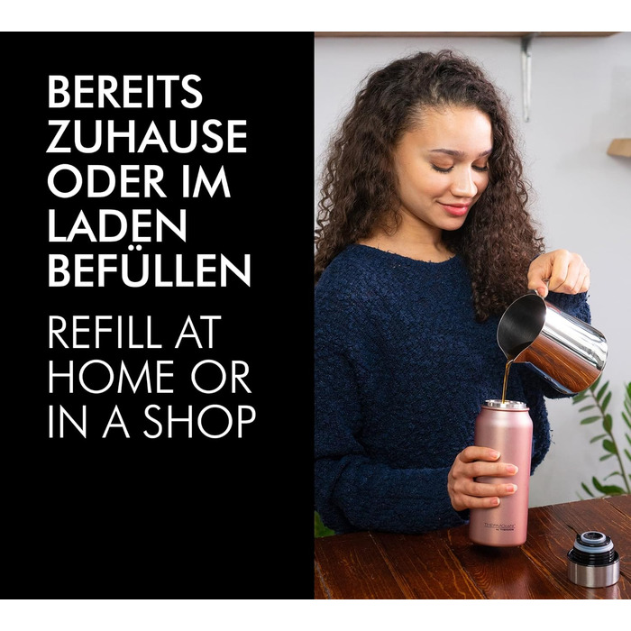 Термокружка THERMOcafé by THERMOS TC, рожеве золото, матова поверхня, 500 мл, нержавіюча сталь, з ізоляцією, для напоїв на винос, не протікає, зберігає тепло 9 годин, холод 18 годин, миється в посудомийній машині, без BPA