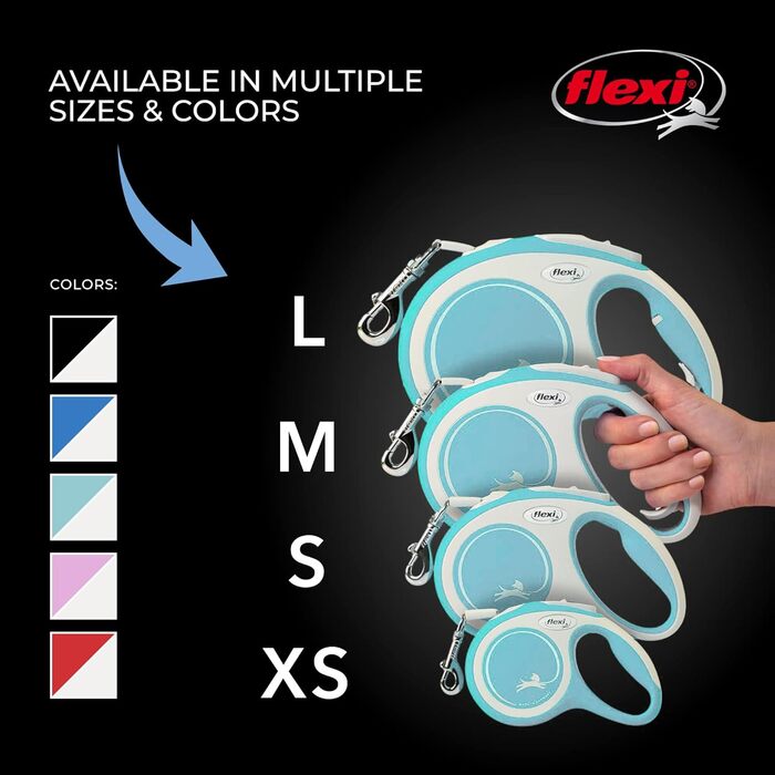 Висувна повідка для собак FLEXI New Comfort, 5 м, розмір S, сіра/блакитна/пастельна, до 15 кг