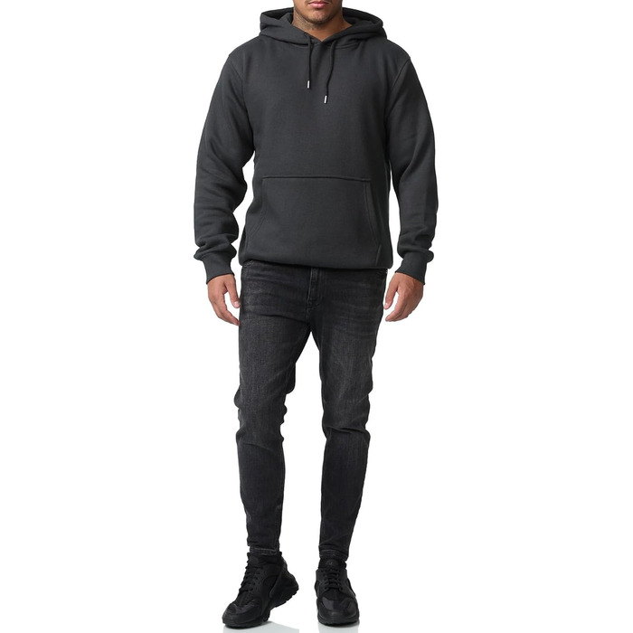 Світшот з капюшоном Smith & Solo чоловічий, на блискавці, Slim Fit, для тренувань, бавовна, розмір L, антрацит