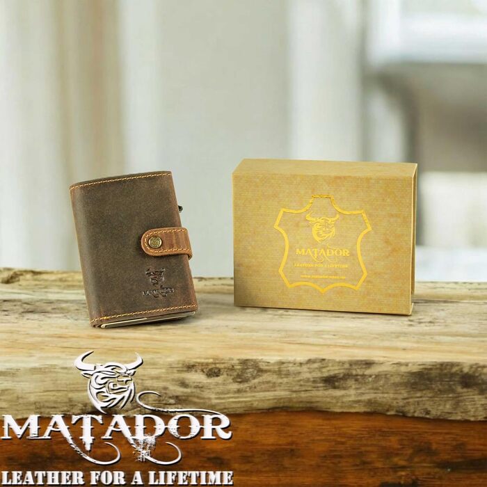 Гаманець Matador Slim Miami RFID Hunter Braun - шкіряний міні-портмоне з RFID-захистом та відділенням для монет