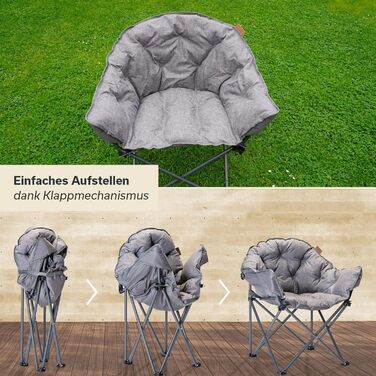 Крісло-трансформер Skandika Moonchair XL/Mala: зручне складне крісло з міцним сталевим каркасом для дому, саду, балкону та подорожей (сірий)