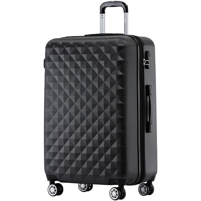 Чемодан-валіза Beibye Zwillingsrollen 2066 з жорстким корпусом, комплект L-XL (чорний)