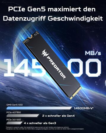 SSD Acer Predator GM7 1TB M.2 NVMe PCIe 4.0 - Швидкість до 7400 МБ/с - TLC NAND Flash - Внутрішній SSD для ПК, ноутбука та PS5