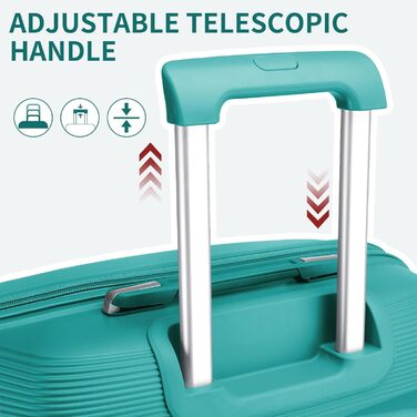 Набір валіз з твердого пластику: середній, великий, extra large, з TSA-замком, 4 колеса, поліпропілен, бірюзово-зелений