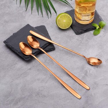 Набір ложок для лате макіато GRÄWE Königstein (Rotgold), нержавіюча сталь, 6 шт., довгі ложки для коктейлів та десертів, придатні для миття в посудомийній машині