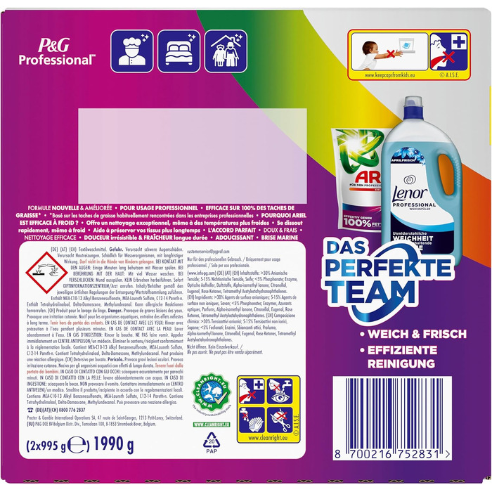Капсули для прання Ariel Professional All-in-1 Pods Color+ для кольорових речей, проти жирних плям, професійні