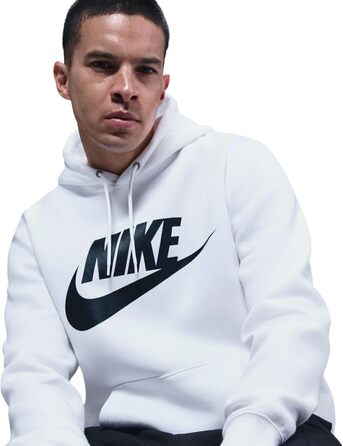 Чоловіче худі Nike Sportswear Club Fleece BV2654 біле з чорним логотипом, розмір M