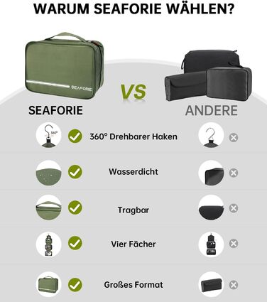 Сумка-органайзер для туалетних аксесуарів, велика дорожня сумка-мішечок для жінок та чоловіків, 4-в-1 водонепроникна, для подорожей/кемпінгу, армійний зелений