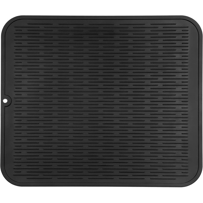 Силиконова килимок для сушіння посуду - килимок для посуду, BPA-free, стійкий до високих температур, неслизький, з щіткою (Чорний, 60 x 40 см)