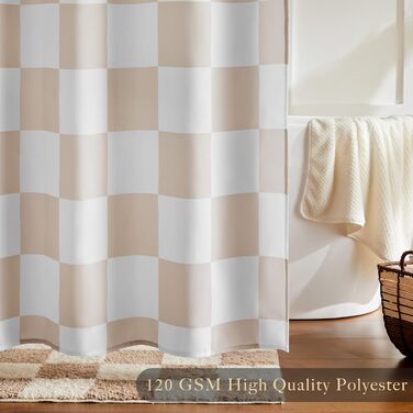Тканинний душовий завіс для ванної кімнати з ретро-шахматним візерунком, рожевий, 183x183 см