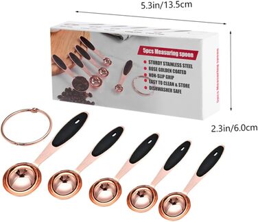 2-piece measuring spoons in rose gold measuring cup, kitchen baking utensils, stainless steel, stainless steel spoons, cocktail spoons, baking molds, stainless steel kitchen accessories, rose gold, stainless steel.