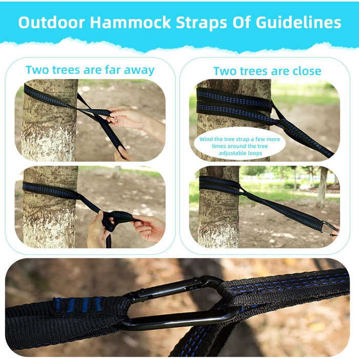 Гамак для відпочинку на природі: міцний, легкий, для кемпінгу, 300 кг, 300x200 см, односпальний/двоспальний, з нейлону, дихаючий, зелений/блакитний